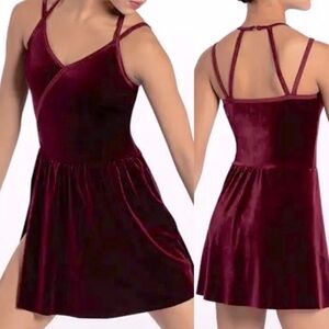 Weissman dance costume red velvet slip dress Berlin 12630 lyrical SA adult